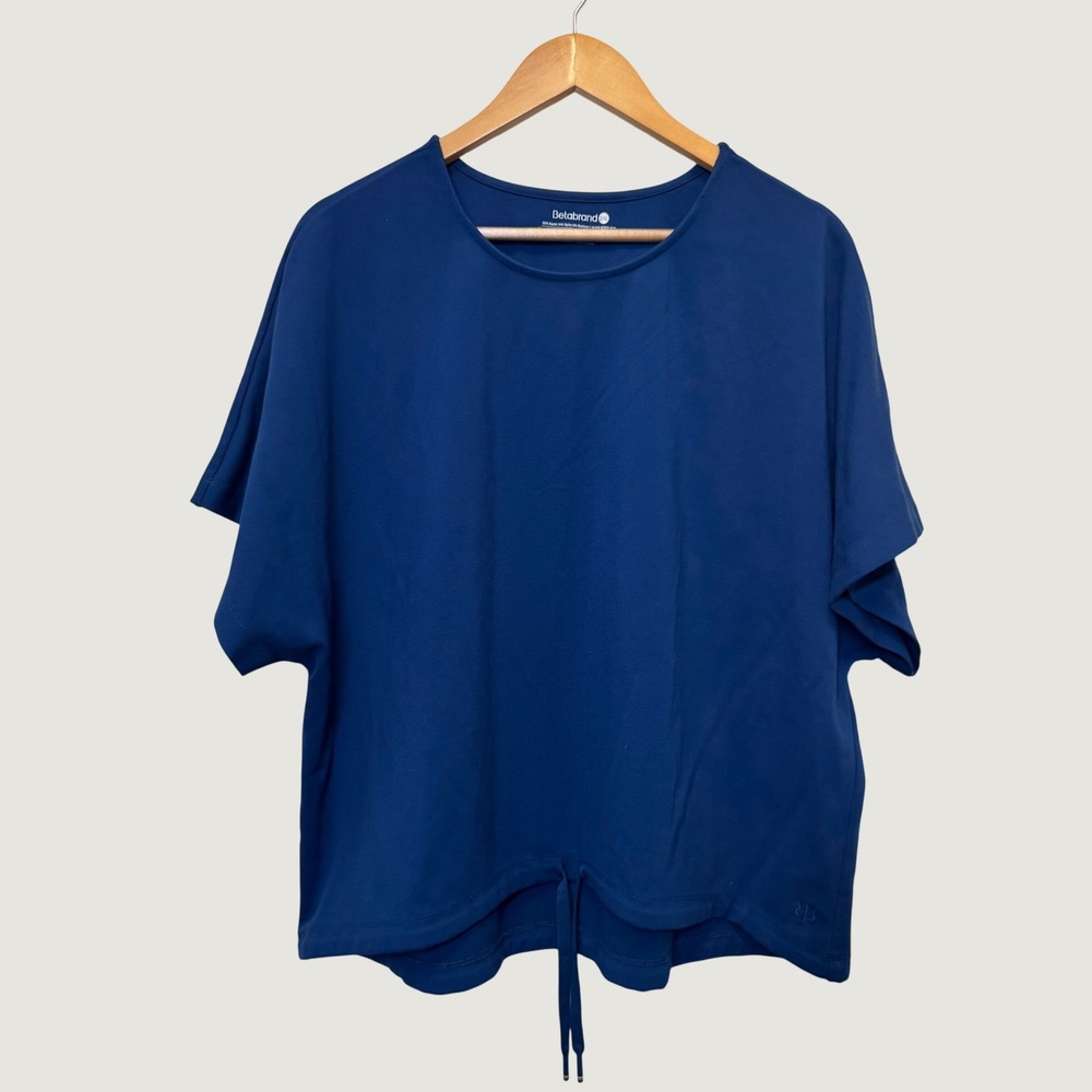 Betabrand Womens Top 2XL Blue‎ Short Sleeve Drawstring Hem Relaxed Minimalist